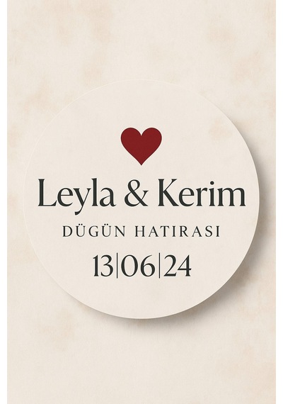 48 Adet Yuvarlak Kişiye Özel Yapışkanlı Sticker - Kına Hediyesi - Nişan Hediyesi - 1.hamur Mat Açık Bej
