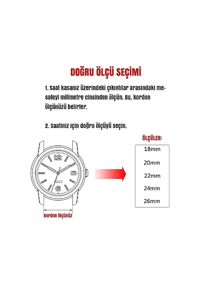 Fado&her Saate Uyumlu Hakiki Deri Saat Kordonu Kırmızı 18 Mm 319 Kırmızı