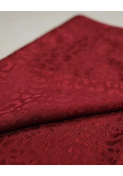 Laurel Scarf Leopar Desen Pamuk Ayrobin Jakar Şal Kırmızı