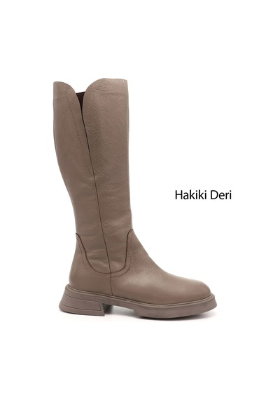 Gönderi(R) Gönderir Kadın Vizon Floter Fermuarlı Kalın Topuklu Hakiki Deri Çizme Gkzc13446598 Vizon