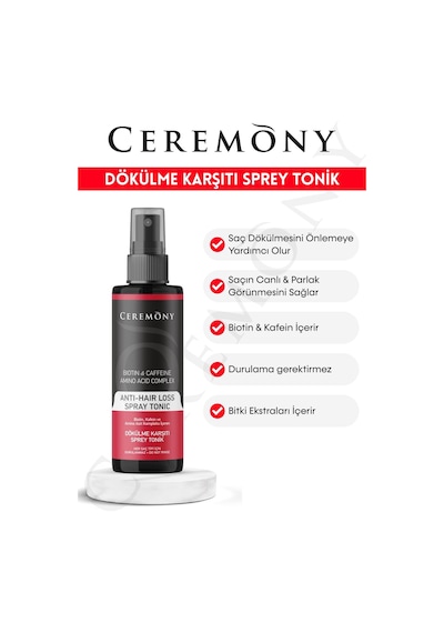 Ceremony Biotin & Caffeine & Amino Acid Complex İçeren Dökülme Karşıtı Sprey Tonik 12 x 250 ML