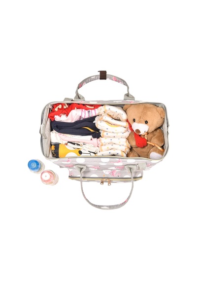 Lal Baby Baggage Bag Flamingo Gri Omuz Askılı Anne Bebek Bakım Çantası Gri