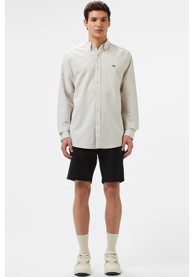 Lacoste Men's Regular Fit Black Bermuda Shorts Erkek Keten Pamuk Bermuda Şort Siyah