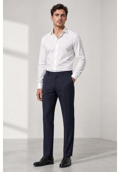 Bihan Store Erkek Regular Fit Kumaş Pantolon - Rahat Kesim, Esnek Kumaş, Pilesiz 008-lacivert