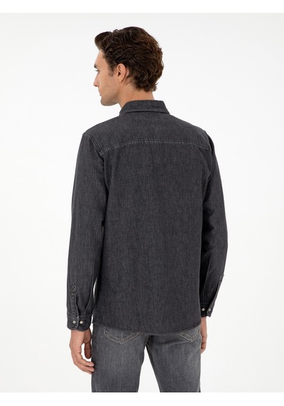 Cacharel Antrasit Regular Fit Jean Gömlek Gri