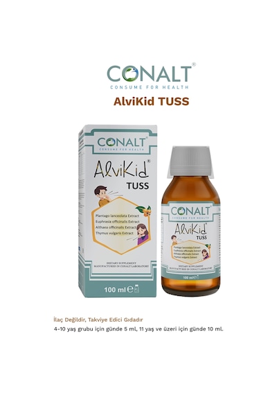 Alvikid Tuss Çocuklara Özel Bitkisel Ekstreler İçeren Premium Takviye 100 Ml Şurup
