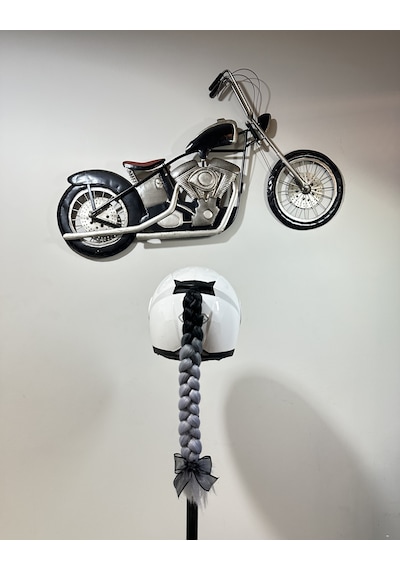 Motor & Motosiklet Siyah Gri Ombreli Örgü Saç Kask Dış Aksesuar Diğer
