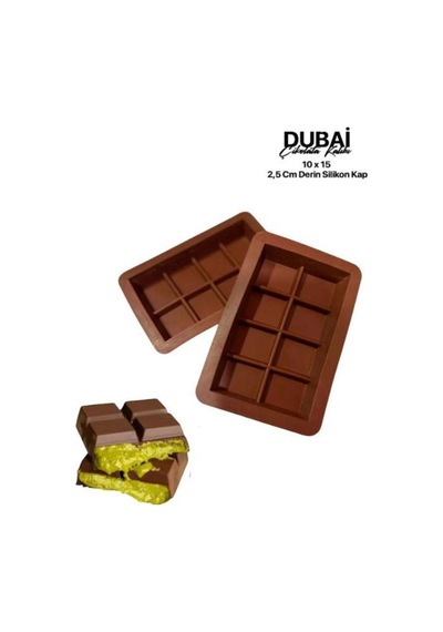 Dubai Çikolatası Kalıbı 8 Bölmeli Kadayıflı Çikolata Kalıp Silikon Kahverengi Diğer