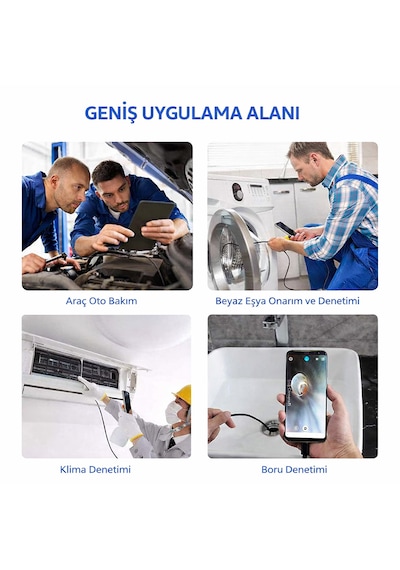 10 Metre Endoskop Kamera Su Geçirmez Led Işıklı Boroskop Yılan Kamera Android Uyumlu Micro+usb+type-c