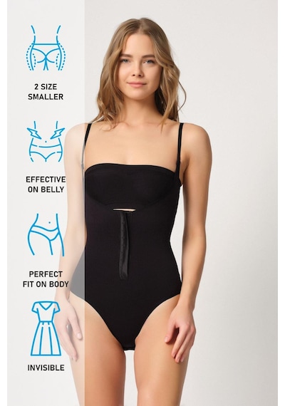 Siyah Mı Emay 2043 Göğsü Açık Agraflı Body Korse Siyah