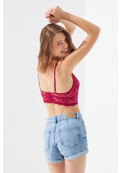 Cottonhill Vişne Dantelli Zincir Detay Ayarlanabilir Askılı Büstiyer Bralet