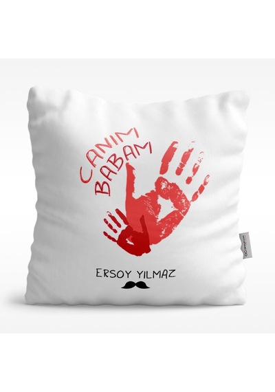 Kişiye Özel Canım Babam Tasarımlı Beyaz Saten Yastık - 2