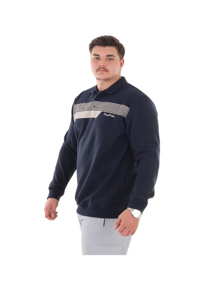 Erkek Battal Beden 158 Kiloya Kadar Uygun Bedenli Geniş Kalıp Baskılı Polo Yaka Selanik Sweat Lacivert Erkek Battal Beden 158 Kiloya Kadar Uygun Bedenli Geniş Kalıp Baskılı Polo Yaka Selanik Sweat Lacivert