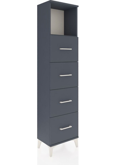Arges Dolap Tek Raflı 4 Çekmeceli 44x30x182 Antrasit-antrasit Antrasit