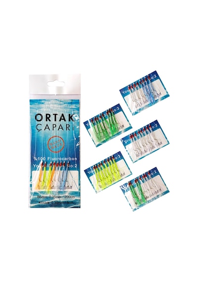 Ortak Çapari Youvella İğne 8 Köstek Fluorocarbon Çapari Yeşil Uv