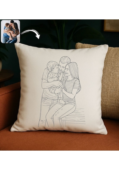 Bk Gift Kişiye Özel Line Art Tasarımlı Beyaz Kırlent Yastık-1, Arkadaşa Hediye, Sevgiliye Hediye, Eşe Hediye Kobitmeyencom34133 Bk Gift