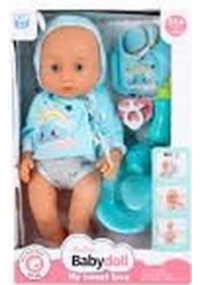 Babydoll My Love Tuvalet Eğitimi Seti - 35 Cm Altını Islatan Et Bebek Mavi Kıyafetli 001