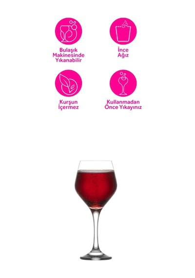 LAV Ella Cam Goblet 6'lı 440 ml Ayaklı (Şarap Kadehi , Kokteyl Bardağı)