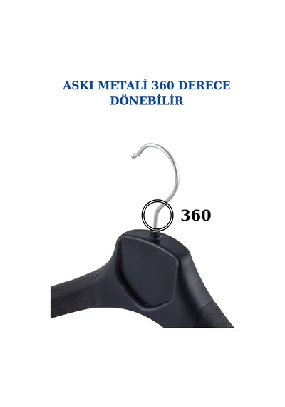 5 Adet Plastik Yüksek Kalite Ceket Askısı Elbise Askısı Siyah
