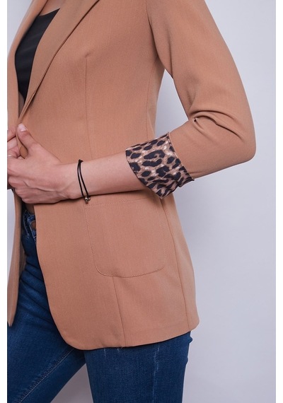 Jument Yakalı Cepli Uzun Kol Katlamalı Blazer Kumaş Ceket