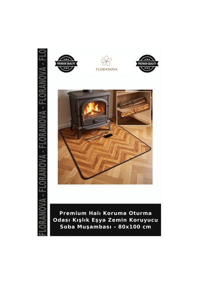 Premium Halı Koruma Oturma Odası Kışlık Eşya Zemin Koruyucu Soba Muşambası - 80x100 Cm Çok Renkli