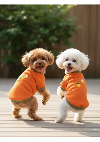 Kemique Ice Cream And Pineapple Turuncu Haki Köpekler İçin Polar Sweatshirt