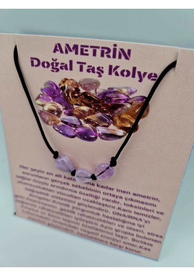 Sertifikalı Doğal Taş Ametrin Taşı Kolye Orijinal Doğal Taş Sürpriz Hediyeli Çok REnkli