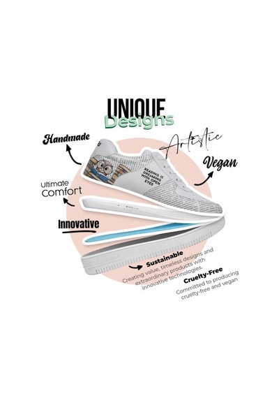 Kadın Vegan Deri Beyaz Sneakers - The Wise Owl Tasarım Çok Renkli