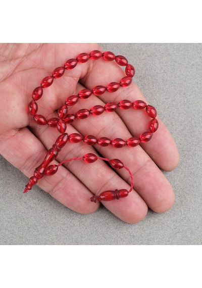 Ateş Kehribar Beyzi Kesim Sistemli Bilek Boy 5x8mm Tesbih Kırmızı 43279792
