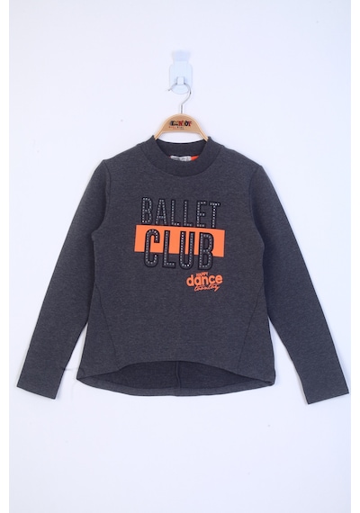 Toontoy Kız Çocuk Ballet Club Baskılı Sweatshirt Antrasit Melanj Toontoy Kız Çocuk Ballet Club Baskılı Sweatshirt Antrasit Melanj