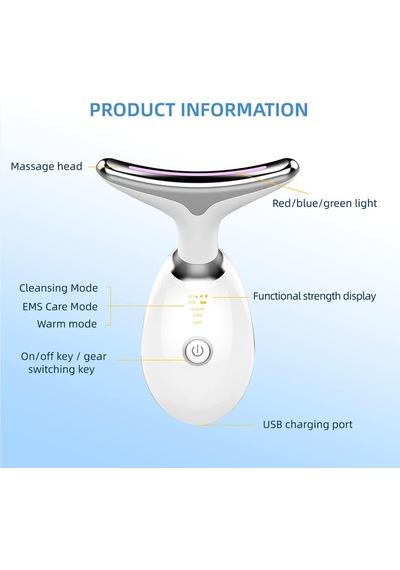 Boyun Yüz Sıkılaştırıcı Kırışıklık Giderme Aracı, Microglow, Yüz Şekillendirme Aracı, 3'ü 1 Arada Taş