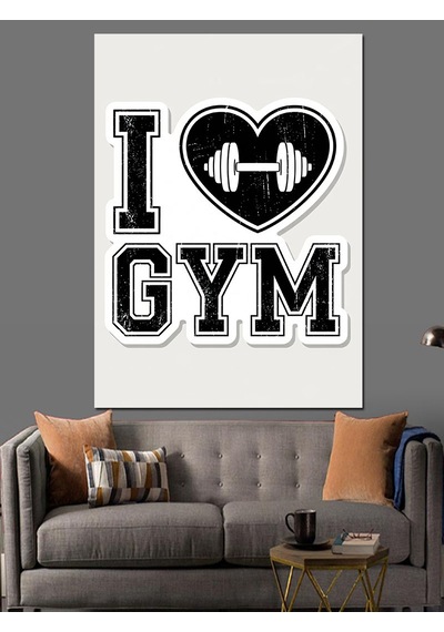 Ahşap Tablo Kalp Şeklinde Dambıl Fitness Yazısı Hayvan Tabloları