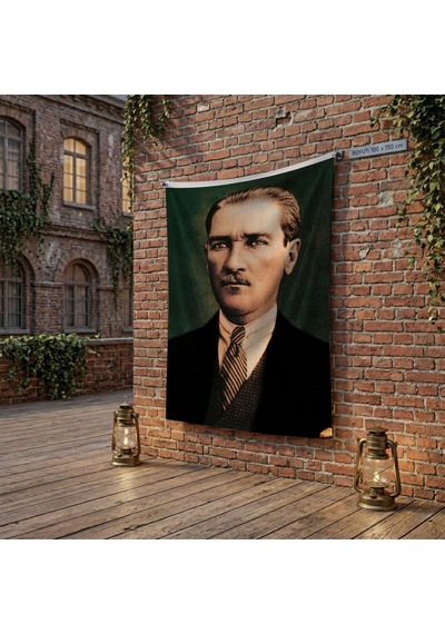 Sivil Başkumandan Gazi Mustafa Kemal Atatürk Poster Bayrak Raşel Kumaş 100x150 Cm Ata6 Diğer