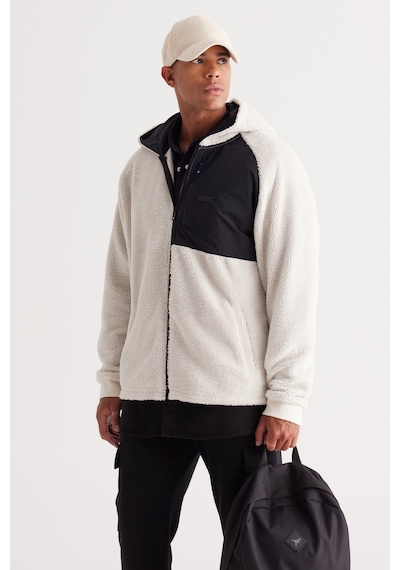 AC&Co / Altınyıldız Classics Erkek Bej Oversize Bol Kesim Kapüşonlu Polar Bej