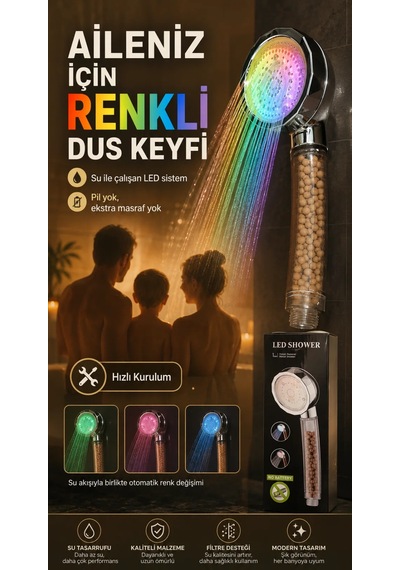 Led Shower Duş Başlığı Şeffaf