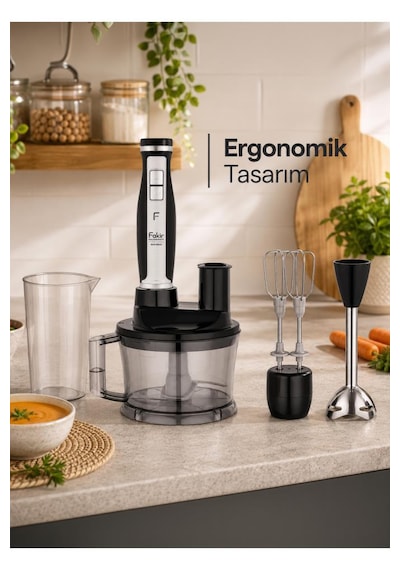 Fakir Multi Blend 1700 W Siyah El Blender Seti, Doğrayıcı, Çırpıcı, Rende Ve Dilimleme Aparatlı