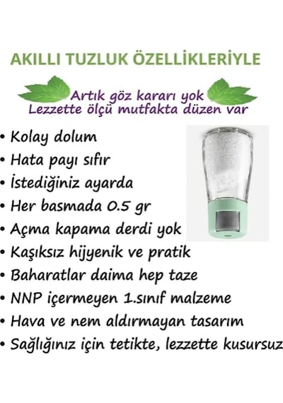 Akıllı Tuzluk+2 Paket Kaya Tuzu Açık Yeşil
