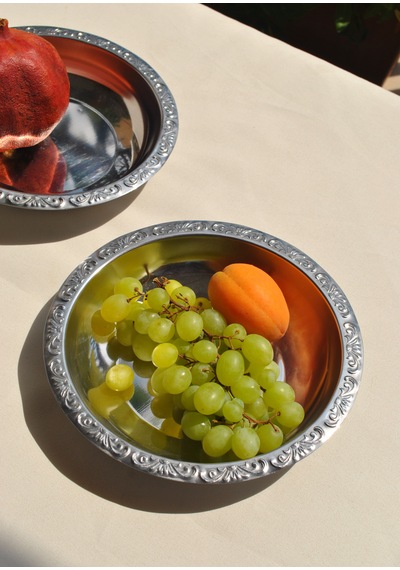 2 Adet Paslanmaz Çelik Salata Kasesi Meyve Çerez Çukur Kase-20 Cm