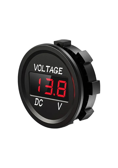 Su Geçirmez Dc 6v / 48v Voltmetre Yuvarlak Panel Tip Montajlanabilir Dijital Kırmızı Renk Led