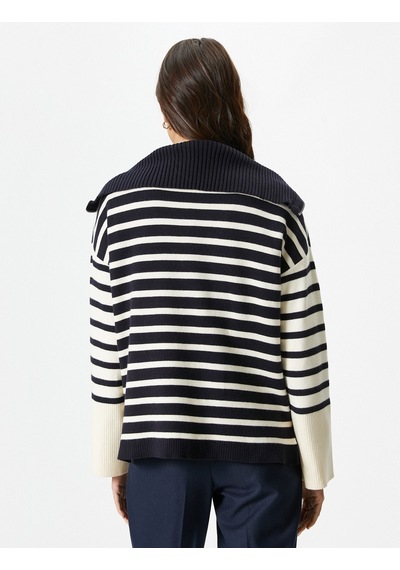 Koton Oversize Kazak Dik Yaka Yarım Fermuarlı Lacivert Çizgili 4wak90155ht 4WAK90155HT7S2 Lacivert Koton Oversize Kazak Dik Yaka Yarım Fermuarlı Lacivert Çizgili 4wak90155ht 4WAK90155HT7S2 Lacivert