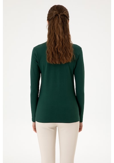 U.S. Polo Assn. Kadın Koyu Yeşil Basic Polo Yaka Sweatshırt 50313593-VR079