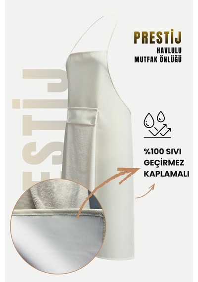 Prestij Sıvı Geçirmez Su Geçirmez Mutfak Önlüğü Krem