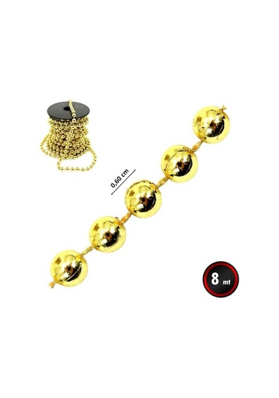Yılbaşı Yeniyıl Ağacı Süsü Zincir Boncuk 800cm Gold Christmas Tree Chain