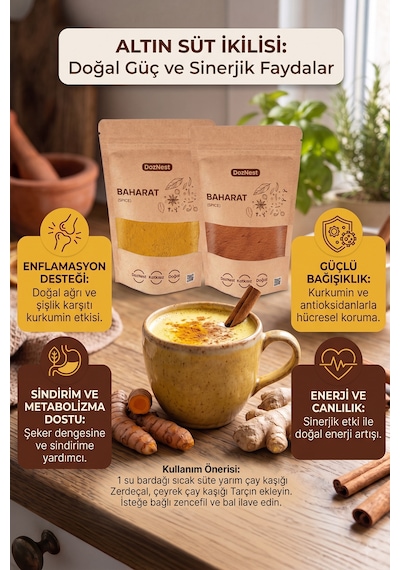 Doznest Öğütülmüş Zerdeçal 100 Gr Ve Toz Tarçın 100 Gr