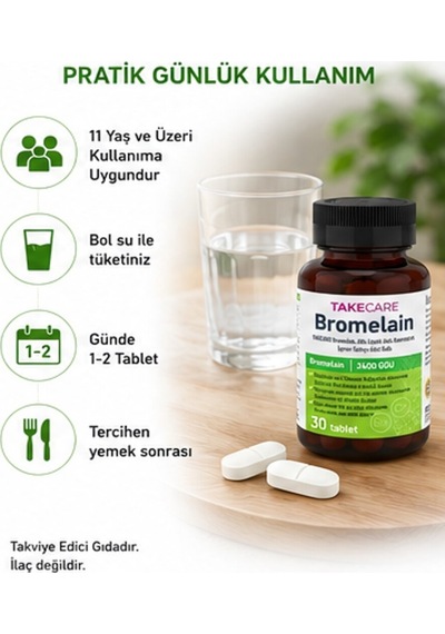 Takecare Bromelain Takviye Edici Gıda 30 Tablet