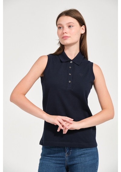 Kadın Regular Fit Kolsuz Polo Lacivert