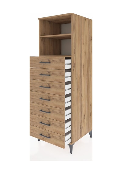 Kronos Dolap 2 Raflı 7 Çekmeceli 60x59x182 Çam-çam Çam