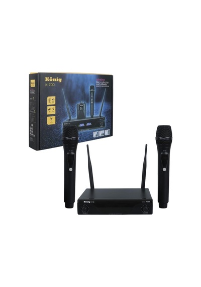 König K-700 E-e Profesyonel 663-694mhz 2 El 2 Kanal Uhf 2x50 Kablosuz Telsiz Mikrofon