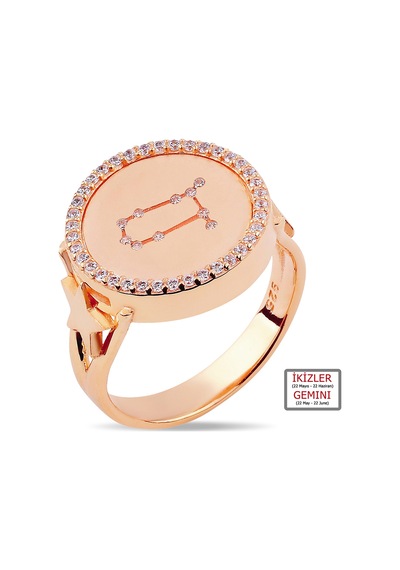 Kuyumcudukkanı Zirkontaşlı"ikizler Burcu"yüzük-10433-r-gemını Rose Gold