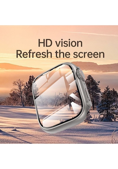 Caseonn Apple Watch Uyumlu Series 8 45mm Kılıf Watch Uyumlu Ultra Görünümlü Dönüştürücü Sert Bumper Kasa Starlight